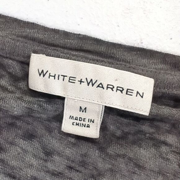 White + Warren Top Womens Medium Gray 100% Linen Beach Day Rope Graphic - Picture 6 of 9